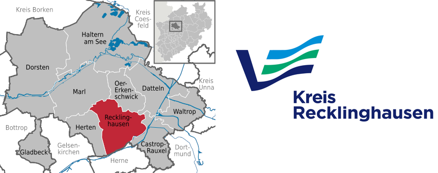 Grafik mit Karte und Logo des Kreises Recklinghausen